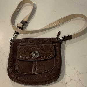 Coach Hamilton Brown Pebbled Leather Crossbody Shoulder Bag